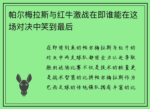 帕尔梅拉斯与红牛激战在即谁能在这场对决中笑到最后